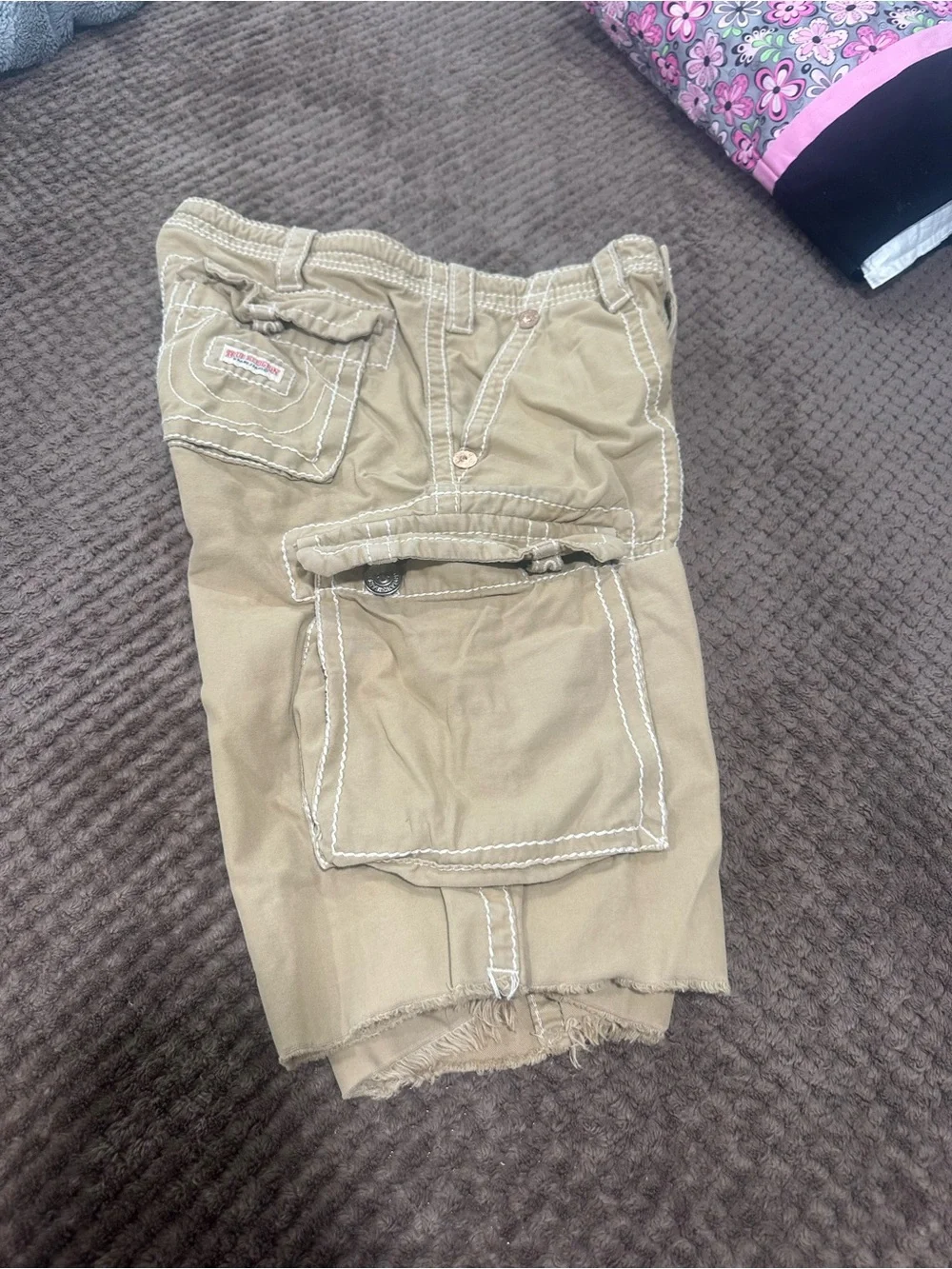 True religion Men's Khaki Cargo Shorts